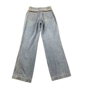 Vintage Zayre Jeans Women W27 High Rise Wide Leg Denim Blue Zipper Hong Kong 70s
